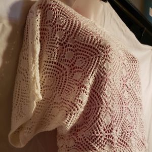 Sweater,  Pointelle Ivory crochet